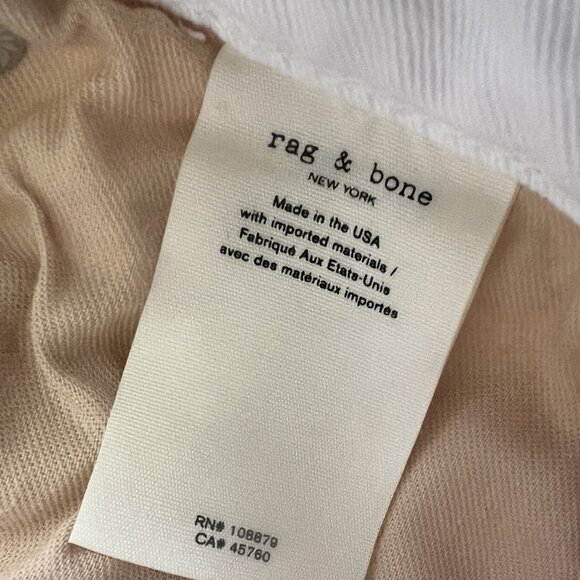 Rag & Bone Dre Slim Boyfriend Jeans, Optic White, Size 25 - Picture 11 of 11